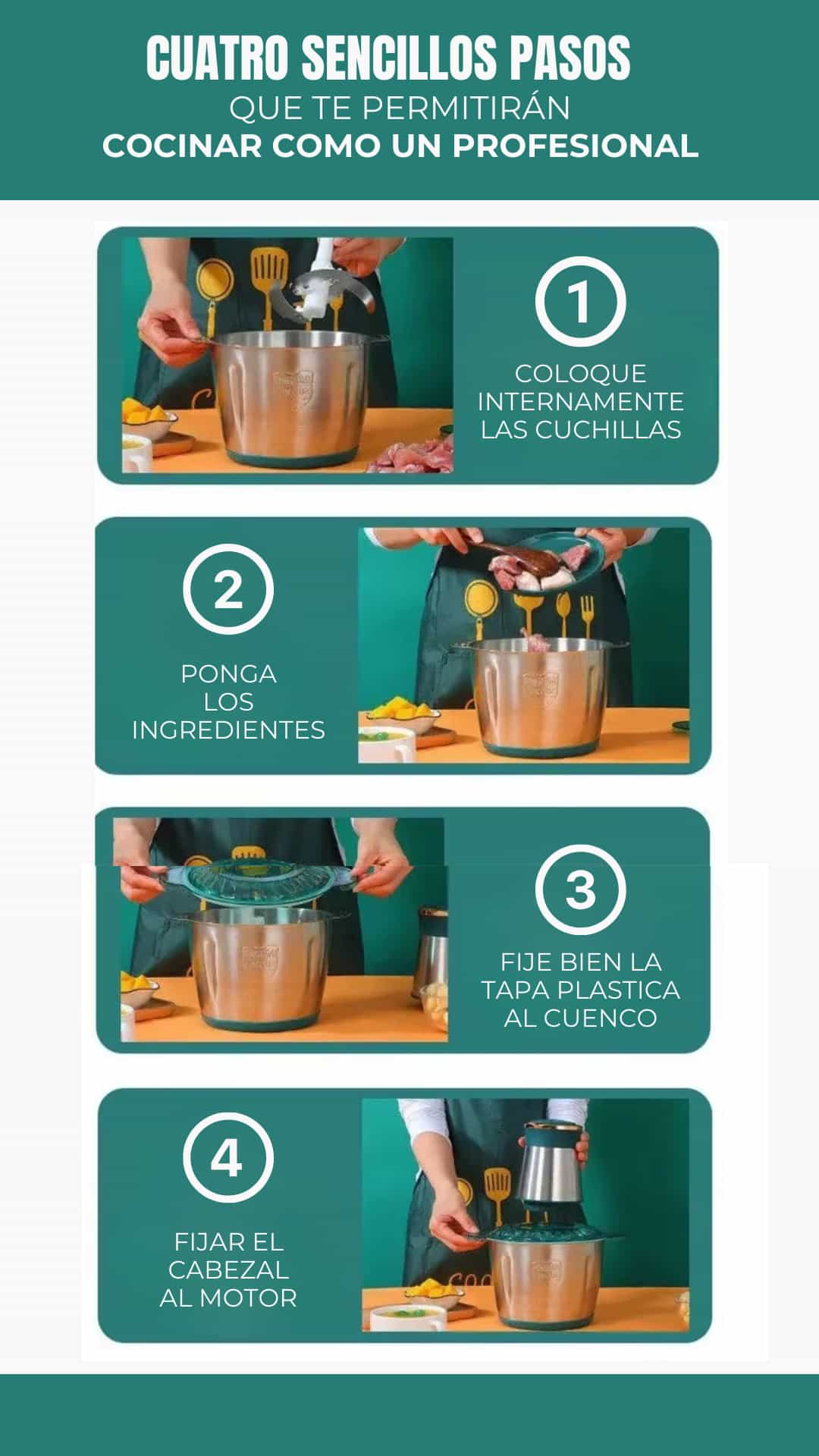 PICADORA SOKANY ORIGINAL® GRAN CAPACIDAD 3 LITROS PICA ,MUELE Y TRITURA EN SEGUNDOS 🔥GRATIS ESCURRIDOR MULTIUSOS🔥