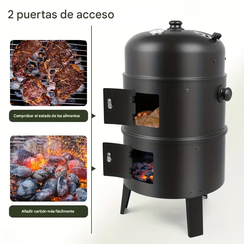 VIVOHOME Barril asador, Ahumador vertical de carbón 3 en 1 HOY GRATIS KIT PARRILLERO X 9 PIEZAS