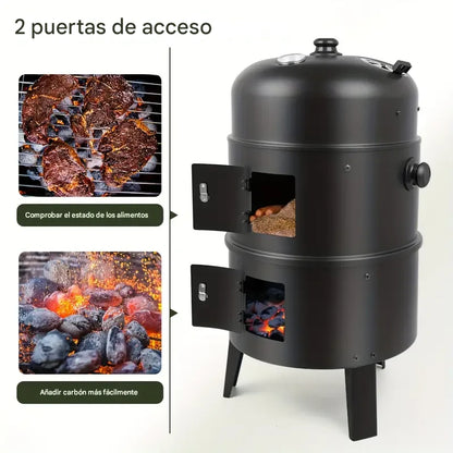 VIVOHOME Barril asador, Ahumador vertical de carbón 3 en 1 HOY GRATIS KIT PARRILLERO X 9 PIEZAS