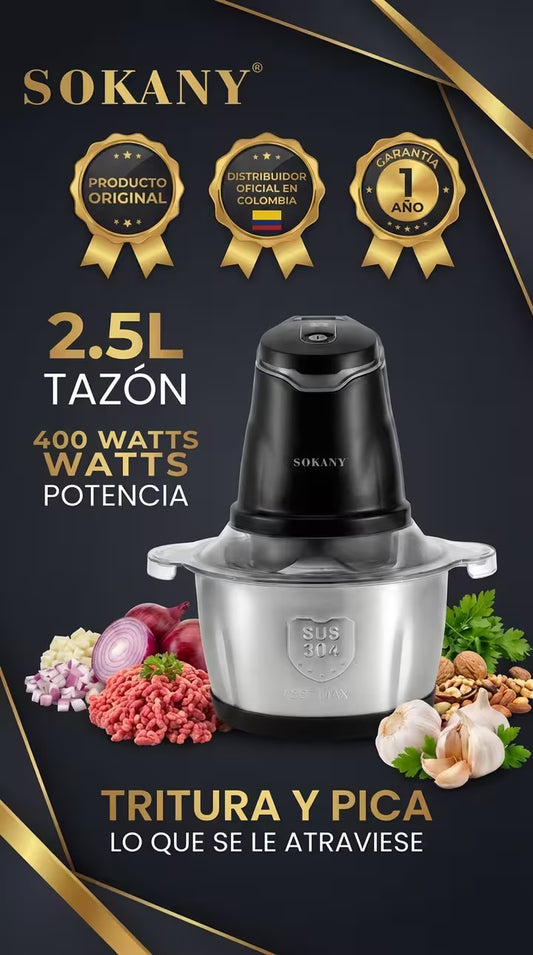 PICADORA SOKANY ORIGINAL® GRAN CAPACIDAD 2.5 LITROS  PICA ,MUELE Y TRITURA EN SEGUNDOS