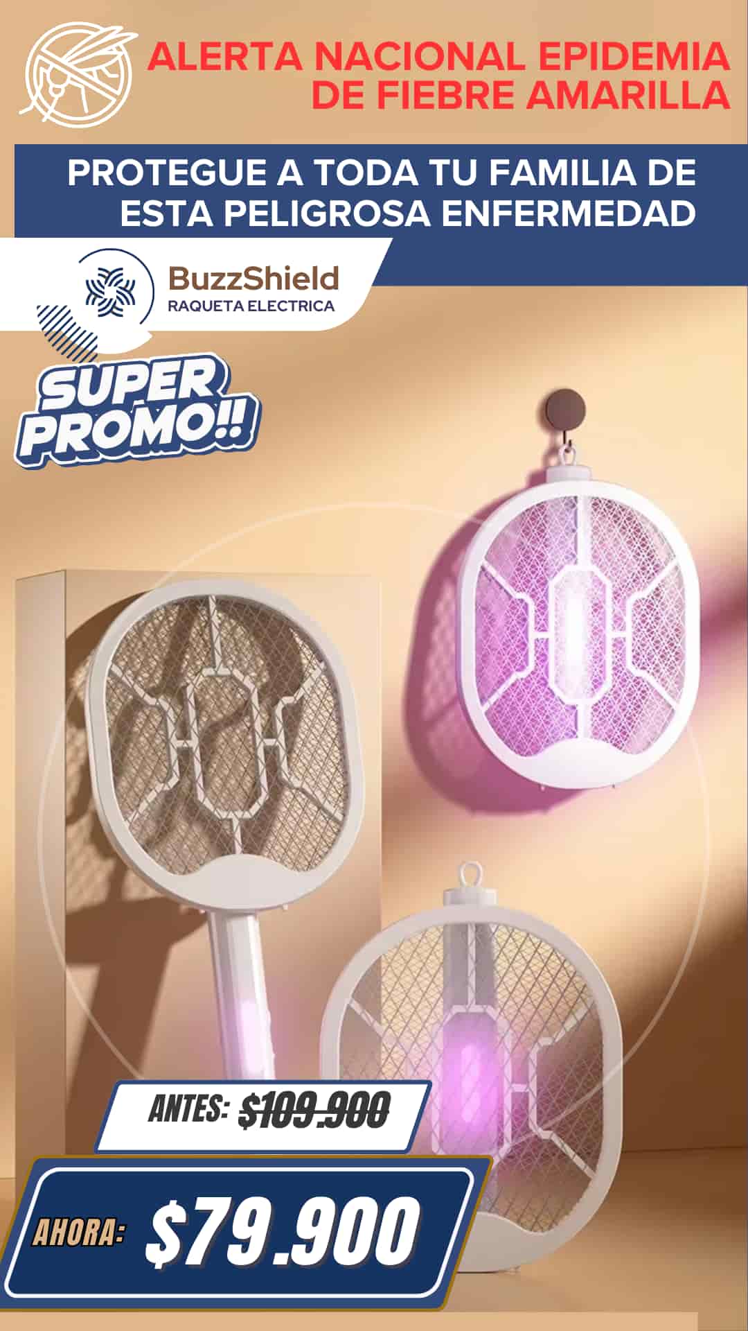 RAQUETA ELECTRICA PORTATIL MULTIFUNCIONAL ELIMINA INSECTOS Y PLAGAS