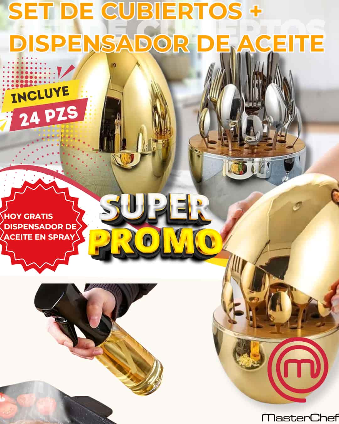 ⭐SET DE  CUBIERTOS MASTERCHEF ORIGINAL 24 piezas ⭐*GRATIS DISPENSADOR DE ACEITE *