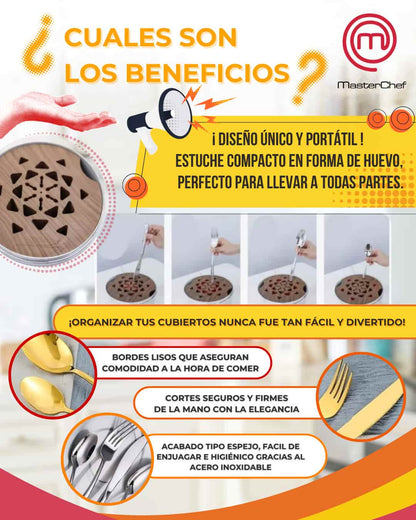 ⭐SET DE  CUBIERTOS MASTERCHEF ORIGINAL 24 piezas ⭐*GRATIS DISPENSADOR DE ACEITE *