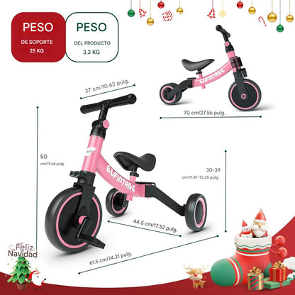 REGALA FELICIDAD ALEJALOS DE LAS PANTALLAS  3-en-1: modo sin pedales (equilibrio) → triciclo con pedales → bicicleta de entrenamiento
