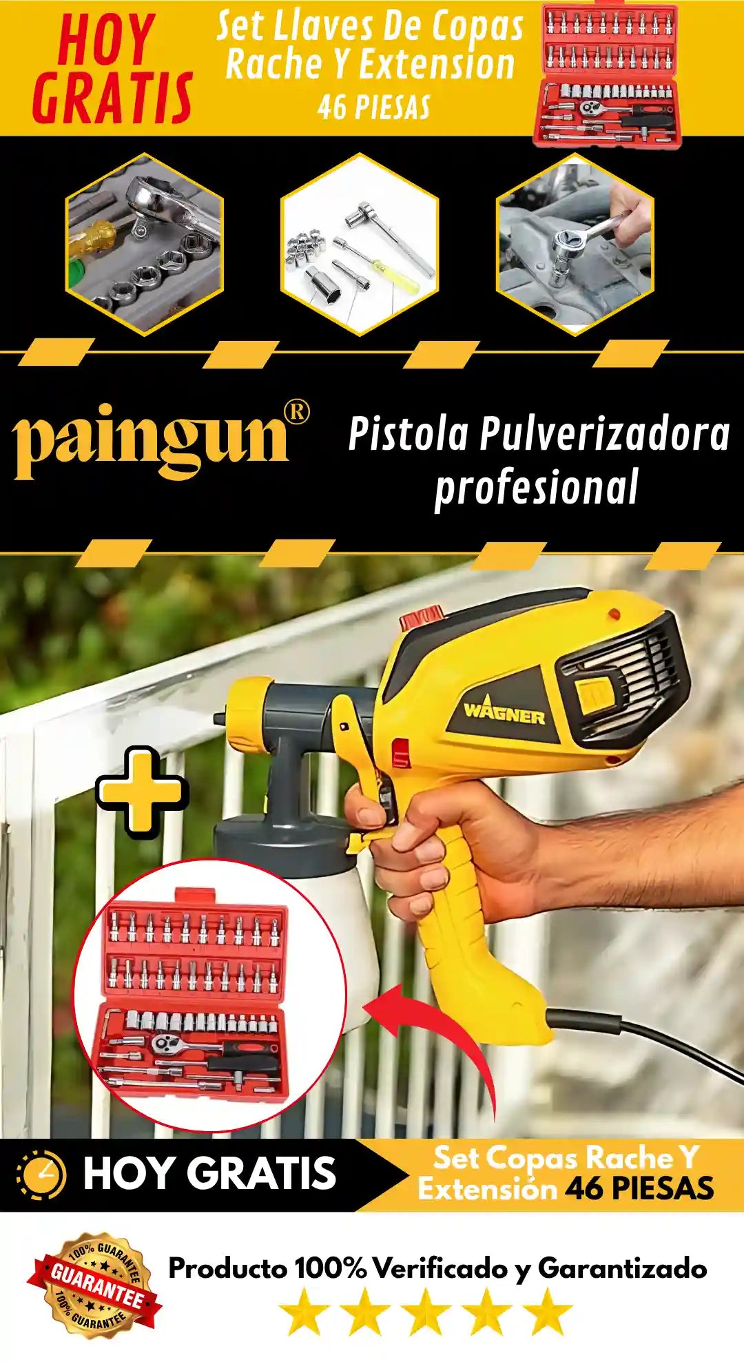 PAINGUN® Pistola Pulverizadora + JUEGO DE RECHES Y COPAS( 46 PIESAS) 🔥HOY 40% DCTO🔥