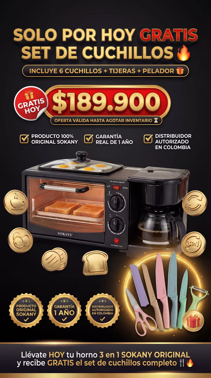 Horno 3 en 1 SOKANY Original  *GRATIS HOY SER DE CUCHILLOS X 6 PIEZAS*