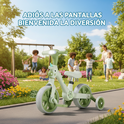 Diseño 3-en-1: modo sin pedales (equilibrio) → triciclo con pedales → bicicleta de entrenamiento